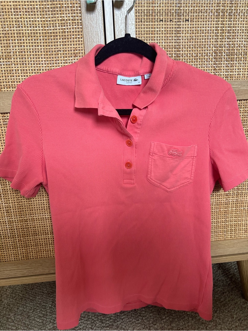 Lacoste Coral Ribbed Polo with Chest Pocket